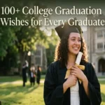 "Elegant graduation cap diploma and card on marble surface representing the best college graduation wishes and messages"
