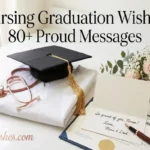 "Nursing graduation cap with stethoscope and white uniform representing heartfelt nursing graduation wishes and proud messages for new nurses"