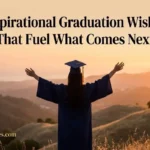 "Graduate in cap and gown standing at golden horizon overlook representing inspirational graduation wishes for the next chapter"