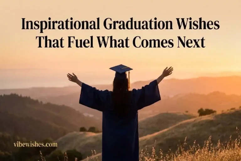 "Graduate in cap and gown standing at golden horizon overlook representing inspirational graduation wishes for the next chapter"