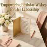"Elegant birthday card and flowers on desk representing empowering birthday wishes for female boss"