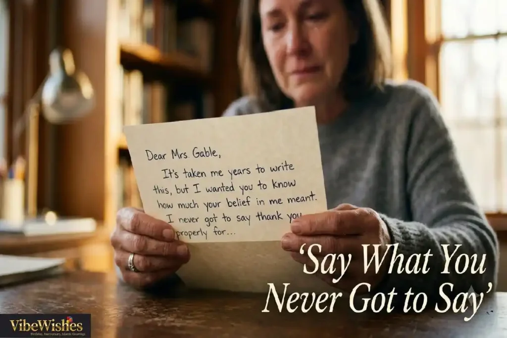 "Hands holding open heartfelt handwritten birthday letter representing emotional birthday message for teacher from grateful former student"