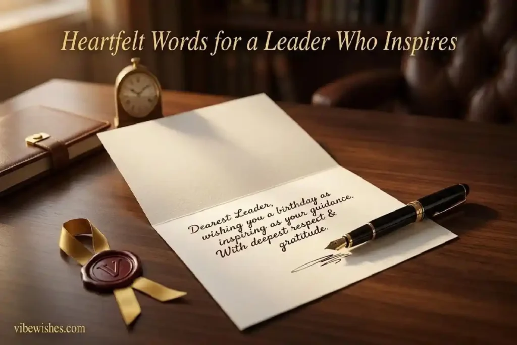  "Handwritten birthday card with fountain pen on executive desk representing heartfelt birthday wishes for a director"
