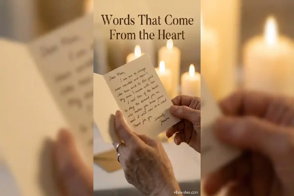 "Hands holding heartfelt handwritten birthday card message for female boss"