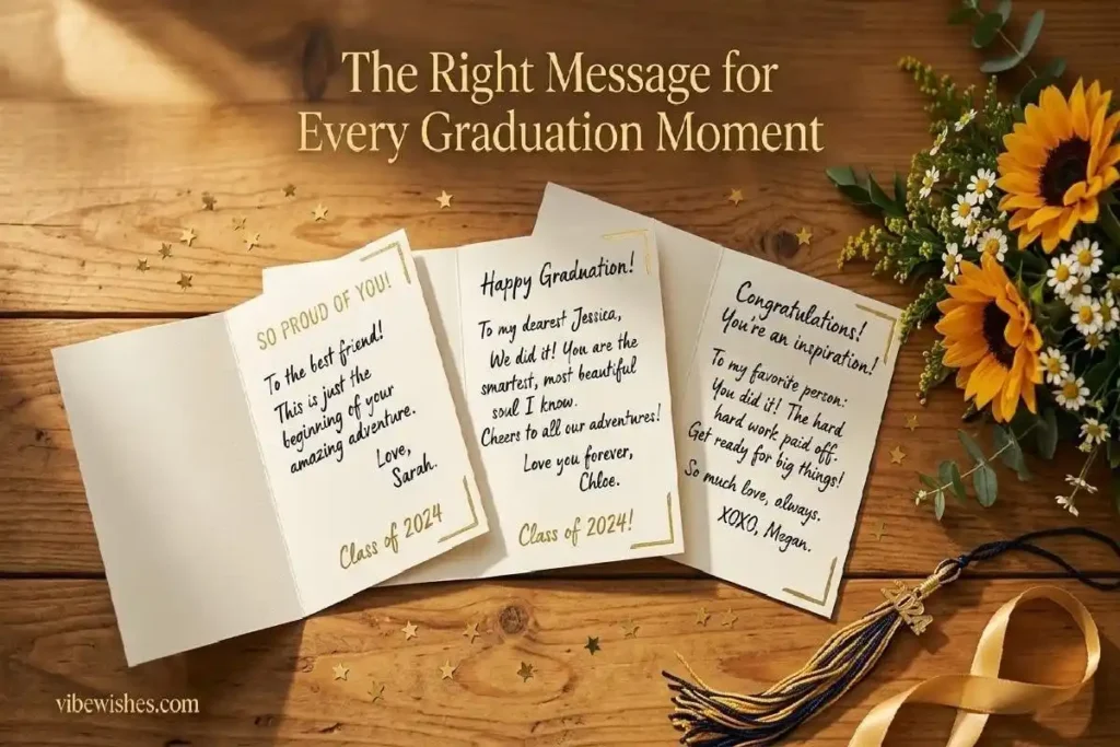 "Female graduate raising diploma toward city skyline representing inspirational graduation messages for best friend"